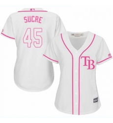 Womens Majestic Tampa Bay Rays 45 Jesus Sucre Replica White Fashion Cool Base MLB Jersey 