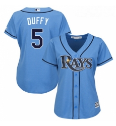 Womens Majestic Tampa Bay Rays 5 Matt Duffy Authentic Light Blue Alternate 2 Cool Base MLB Jersey