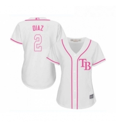 Womens Tampa Bay Rays 2 Yandy Diaz Replica White Fashion Cool Base Baseball Jersey 