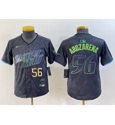 Youth Tampa Bay Rays 56 Randy Arozarena Charcoal 2024 City Connect Limited Stitched Baseball Jersey 7