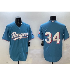 Men Texas Rangers 34 Nolan Ryan Blue Cool Base Stitched Baseball Jersey