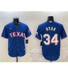 Men Texas Rangers 34 Nolan Ryan Royal Cool Base Stitched Baseball Jersey