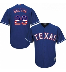 Mens Majestic Texas Rangers 29 Adrian Beltre Authentic Royal Blue USA Flag Fashion MLB Jersey