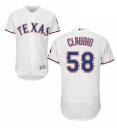 Mens Majestic Texas Rangers 58 Alex Claudio White Home Flex Base Authentic Collection MLB Jersey