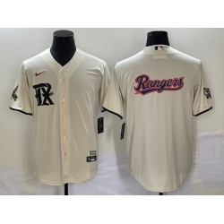 Men's Texas Rangers Cream Team Big Logo 2023 City Connect Cool Base Stitched Baseball Jersey