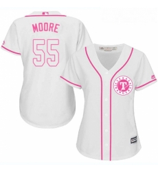 Womens Majestic Texas Rangers 55 Matt Moore Replica White Fashion Cool Base MLB Jersey 