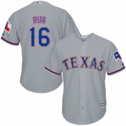 Youth Majestic Texas Rangers 16 Ryan Rua Authentic Grey Road Cool Base MLB Jersey 