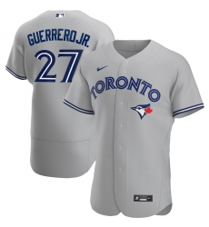 Men Toronto Blue Jays 27 Vladimir Guerrero Jr  Men Nike Gray Road 2020 Flex Base Player MLB Jersey