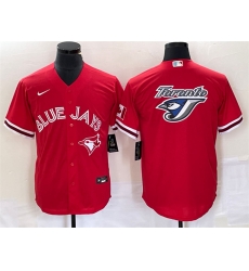 Men Toronto Blue Jays Red Team Big Logo Cool Base Stitched Baseball Jersey