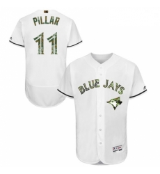 Mens Majestic Toronto Blue Jays 11 Kevin Pillar Authentic White 2016 Memorial Day Fashion Flex Base Jersey 