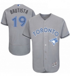 Mens Majestic Toronto Blue Jays 19 Jose Bautista Authentic Gray 2016 Fathers Day Fashion Flex Base MLB Jersey