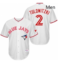 Mens Majestic Toronto Blue Jays 2 Troy Tulowitzki Replica White 2015 Canada Day MLB Jersey