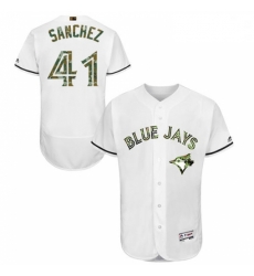 Mens Majestic Toronto Blue Jays 41 Aaron Sanchez Authentic White 2016 Memorial Day Fashion Flex Base Jersey