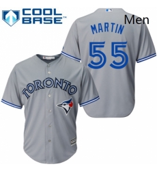 Mens Majestic Toronto Blue Jays 55 Russell Martin Replica Grey Road MLB Jersey