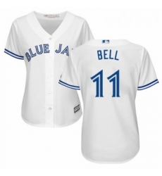 Womens Majestic Toronto Blue Jays 11 George Bell Replica White Home MLB Jersey 