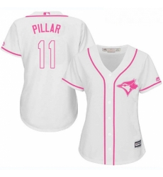 Womens Majestic Toronto Blue Jays 11 Kevin Pillar Replica White Fashion Cool Base MLB Jersey