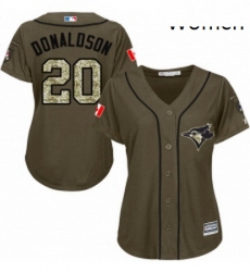 Womens Majestic Toronto Blue Jays 20 Josh Donaldson Authentic Green Salute to Service MLB Jersey