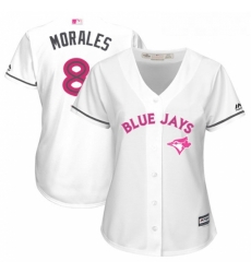 Womens Majestic Toronto Blue Jays 8 Kendrys Morales Replica White Mothers Day Cool Base MLB Jersey