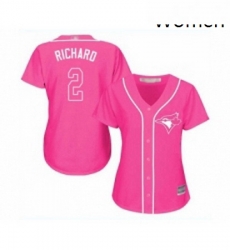 Womens Toronto Blue Jays 2 Clayton Richard Replica Pink Fashion Cool Base Baseball Jersey 