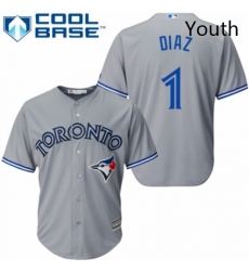 Youth Majestic Toronto Blue Jays 1 Aledmys Diaz Authentic Grey Road MLB Jersey 