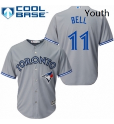 Youth Majestic Toronto Blue Jays 11 George Bell Replica Grey Road MLB Jersey 