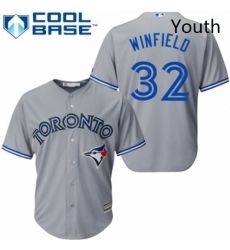 Youth Majestic Toronto Blue Jays 32 Dave Winfield Replica Grey Road MLB Jersey 