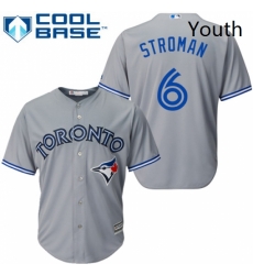 Youth Majestic Toronto Blue Jays 6 Marcus Stroman Replica Grey Road MLB Jersey