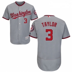 Mens Majestic Washington Nationals 3 Michael Taylor Grey Road Flex Base Authentic Collection MLB Jersey