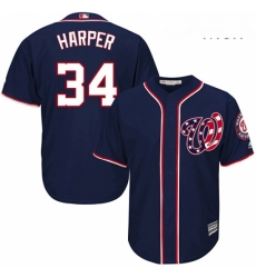 Mens Majestic Washington Nationals 34 Bryce Harper Replica Navy Blue Alternate 2 Cool Base MLB Jersey