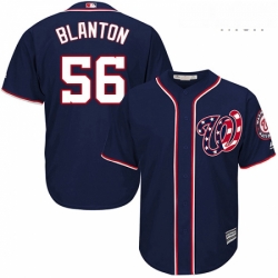 Mens Majestic Washington Nationals 56 Joe Blanton Replica Navy Blue Alternate 2 Cool Base MLB Jersey