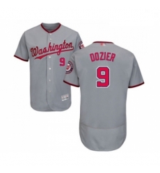 Mens Washington Nationals 9 Brian Dozier Grey Road Flex Base Authentic Collection Baseball Jersey