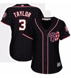 Womens Majestic Washington Nationals 3 Michael Taylor Authentic Navy Blue Alternate 2 Cool Base MLB Jersey