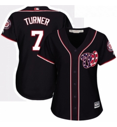 Womens Majestic Washington Nationals 7 Trea Turner Authentic Navy Blue Alternate 2 Cool Base MLB Jersey