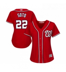 Womens Washington Nationals 22 Juan Soto Replica Red Alternate 1 Cool Base Baseball Jersey 