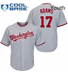 Youth Majestic Washington Nationals 17 Matt Adams Authentic Grey Road Cool Base MLB Jersey 