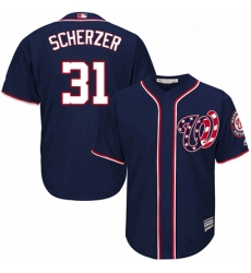 Youth Majestic Washington Nationals 31 Max Scherzer Replica Navy Blue Alternate 2 Cool Base MLB Jersey