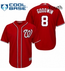 Youth Majestic Washington Nationals 8 Brian Goodwin Replica Red Alternate 1 Cool Base MLB Jersey 