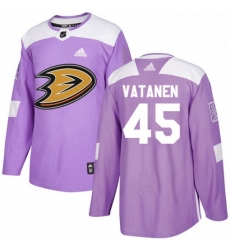 Mens Adidas Anaheim Ducks 45 Sami Vatanen Authentic Purple Fights Cancer Practice NHL Jersey 