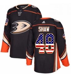 Mens Adidas Anaheim Ducks 48 Logan Shaw Authentic Black USA Flag Fashion NHL Jersey 