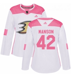 Womens Adidas Anaheim Ducks 42 Josh Manson Authentic WhitePink Fashion NHL Jersey 