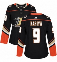 Womens Adidas Anaheim Ducks 9 Paul Kariya Authentic Black Home NHL Jersey 