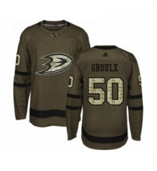 Youth Adidas Anaheim Ducks 50 Benoit Olivier Groulx Premier Green Salute to Service NHL Jersey 