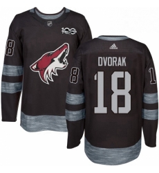 Mens Adidas Arizona Coyotes 18 Christian Dvorak Authentic Black 1917 2017 100th Anniversary NHL Jersey 