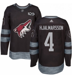 Mens Adidas Arizona Coyotes 4 Niklas Hjalmarsson Premier Black 1917 2017 100th Anniversary NHL Jersey 