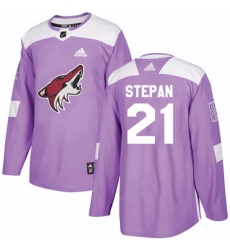 Youth Adidas Arizona Coyotes 21 Derek Stepan Authentic Purple Fights Cancer Practice NHL Jersey 