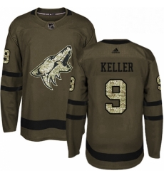 Youth Adidas Arizona Coyotes 9 Clayton Keller Authentic Green Salute to Service NHL Jersey 