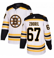 Womens Adidas Boston Bruins 67 Jakub Zboril Authentic White Away NHL Jersey 