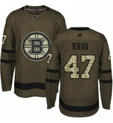 Youth Adidas Boston Bruins 47 Torey Krug Authentic Green Salute to Service NHL Jersey 