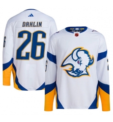 Men Buffalo Sabres 26 Rasmus Dahlin White 2022 23 Reverse Retro Stitched Jersey