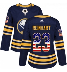 Womens Adidas Buffalo Sabres 23 Sam Reinhart Authentic Navy Blue USA Flag Fashion NHL Jersey 